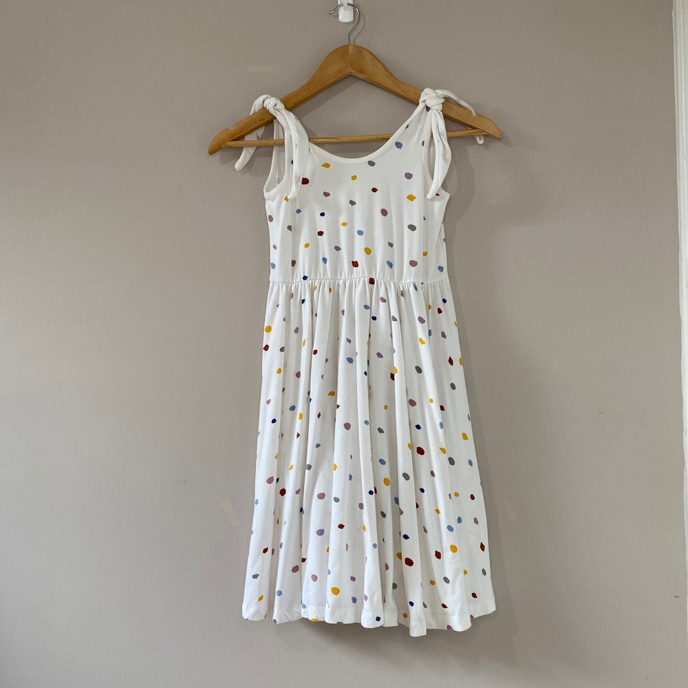 Alice + Ames Girls Size 10 White Multi Color Confetti Dot Tie Strap Dress USA